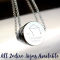 Personalised Libra Zodiac Star Sign Silver Tone Necklace (September 23rd - October 22nd) | Inspired Creative Gifts | UK Supplier