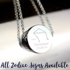 Personalised Libra Zodiac Star Sign Silver Tone Necklace (September 23rd - October 22nd) | Inspired Creative Gifts | UK Supplier