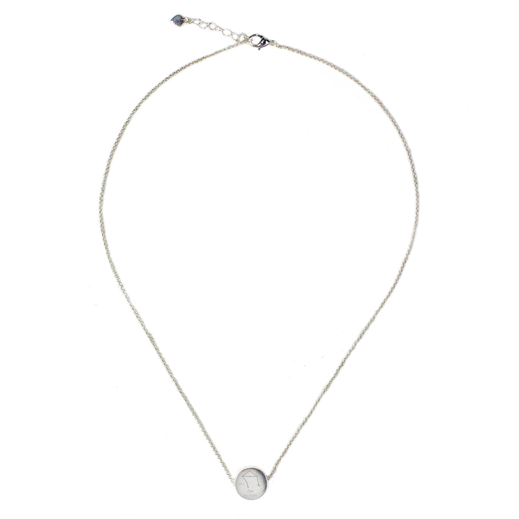 Personalised Libra Zodiac Star Sign Silver Tone Necklace (September 23rd - October 22nd) | Inspired Creative Gifts | UK Supplier