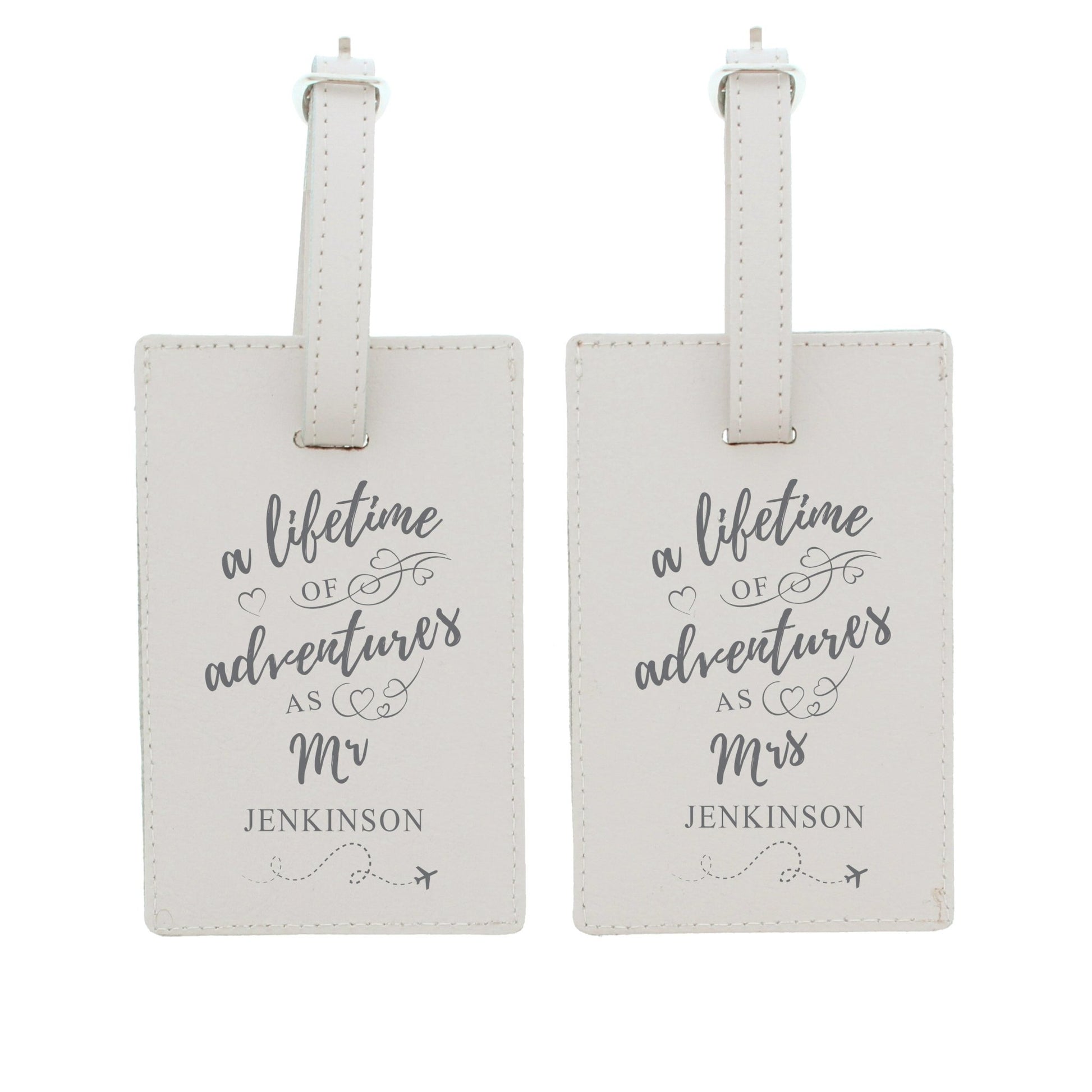 Personalised 'Lifetime of Adventures' Couples Luggage Tags | Inspired Creative Gifts | UK Supplier