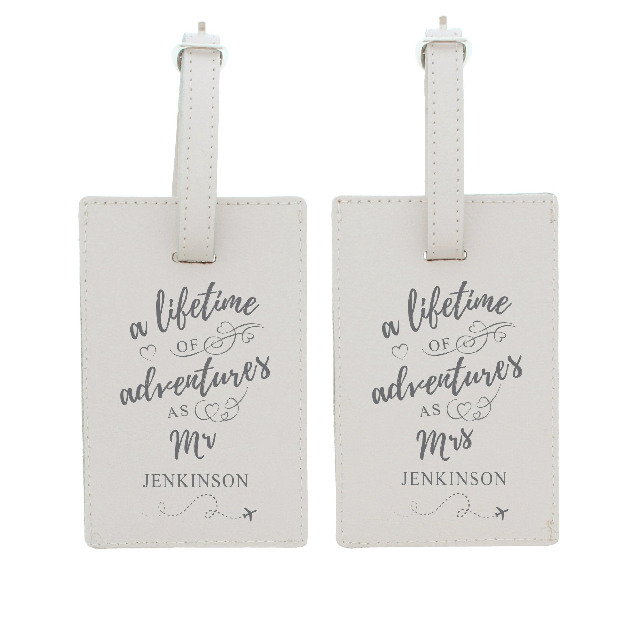 Personalised 'Lifetime of Adventures' Couples Luggage Tags | Inspired Creative Gifts | UK Supplier