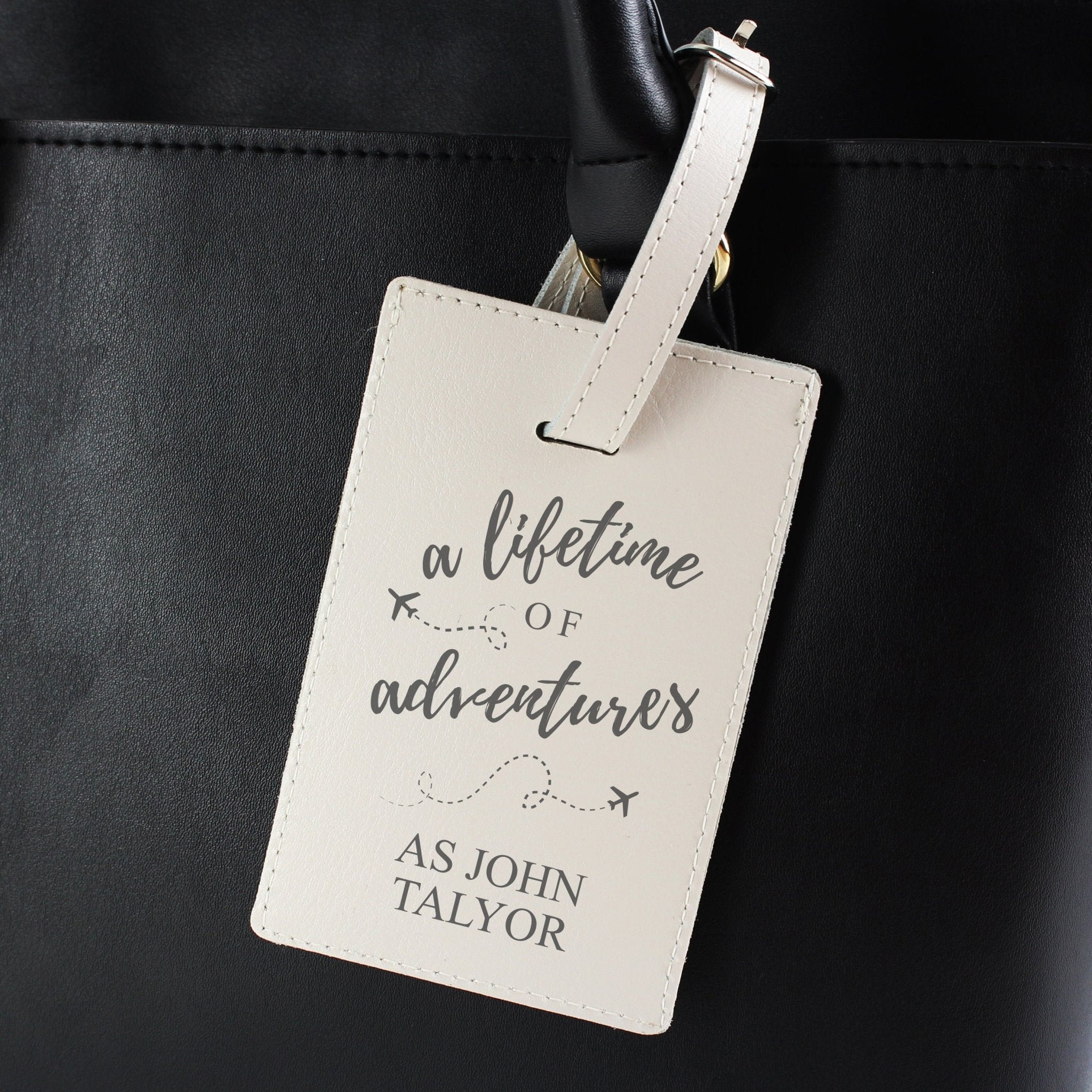 Personalised 'Lifetime of Adventures' Cream Luggage Tag | Inspired Creative Gifts | UK Supplier
