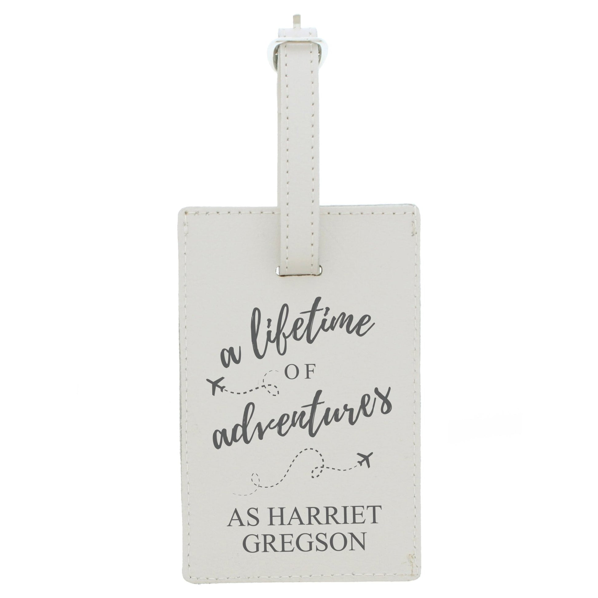 Personalised 'Lifetime of Adventures' Cream Luggage Tag | Inspired Creative Gifts | UK Supplier