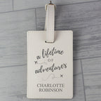 Personalised 'Lifetime of Adventures' Cream Luggage Tag | Inspired Creative Gifts | UK Supplier