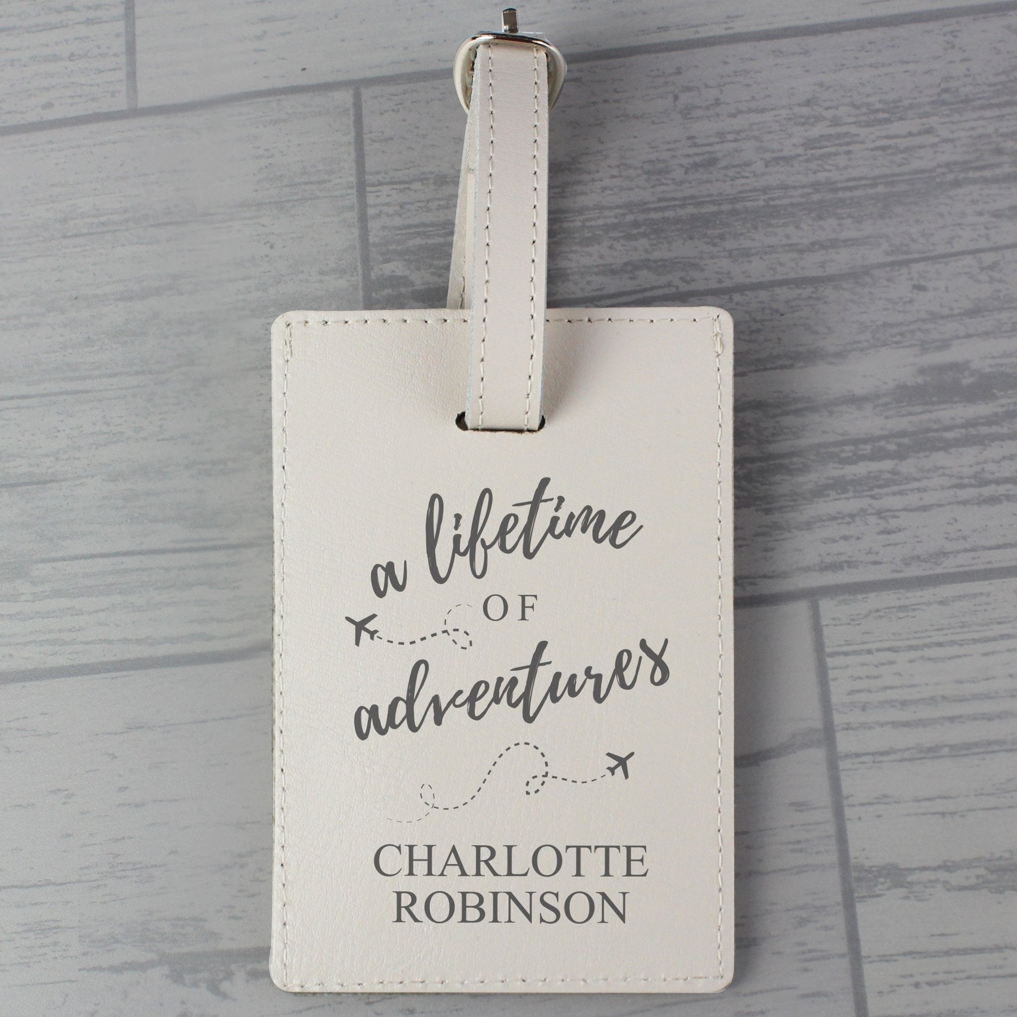 Personalised 'Lifetime of Adventures' Cream Luggage Tag | Inspired Creative Gifts | UK Supplier