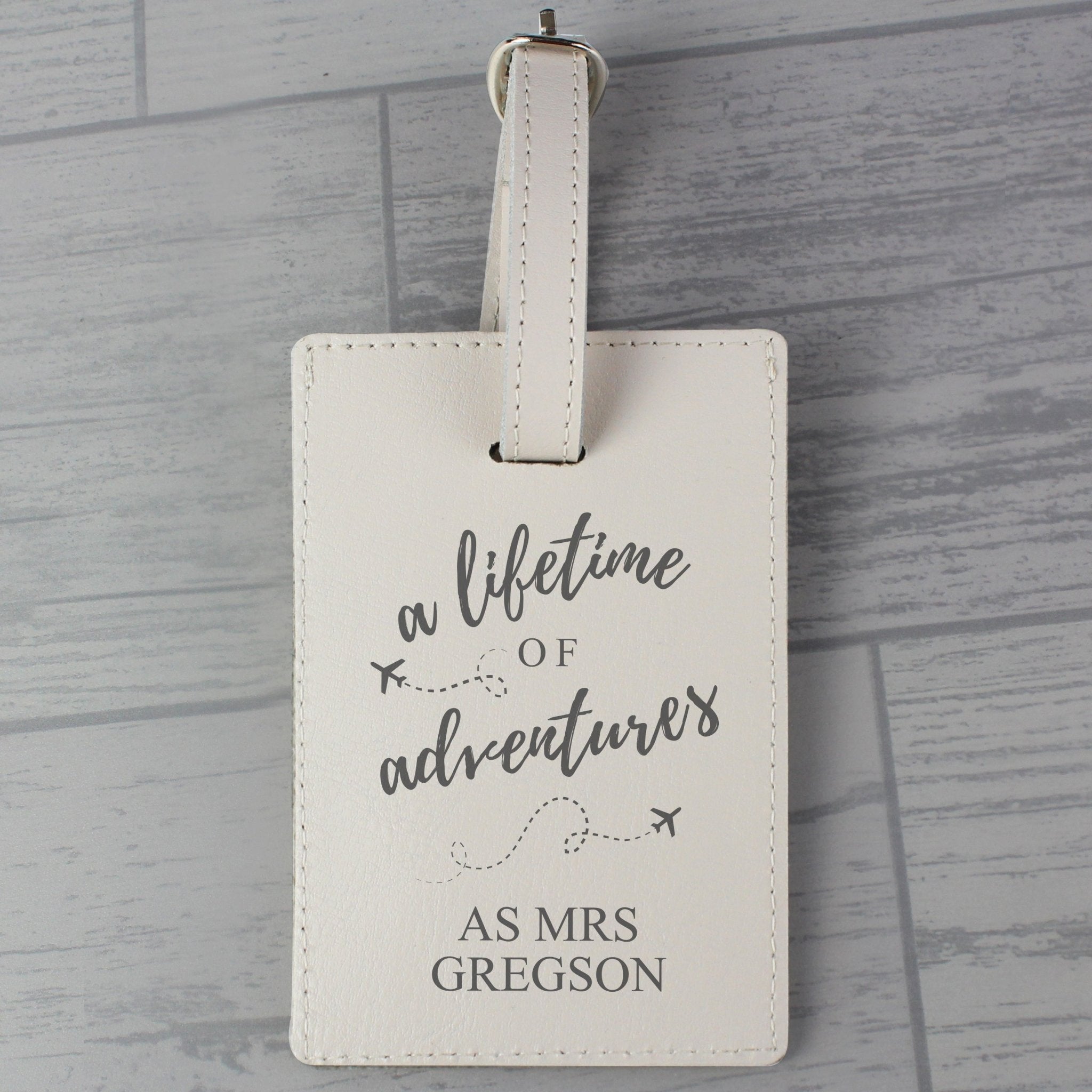Personalised 'Lifetime of Adventures' Cream Luggage Tag | Inspired Creative Gifts | UK Supplier