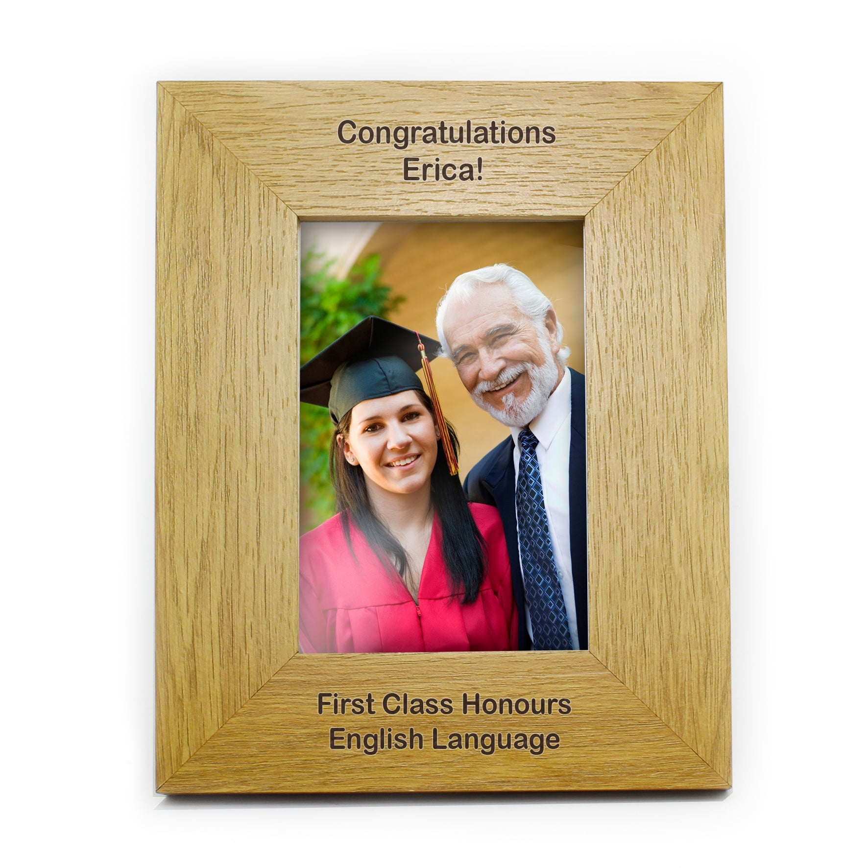 Personalised Long Message 6x4 Oak Finish Photo Frame | Inspired Creative Gifts | UK Supplier