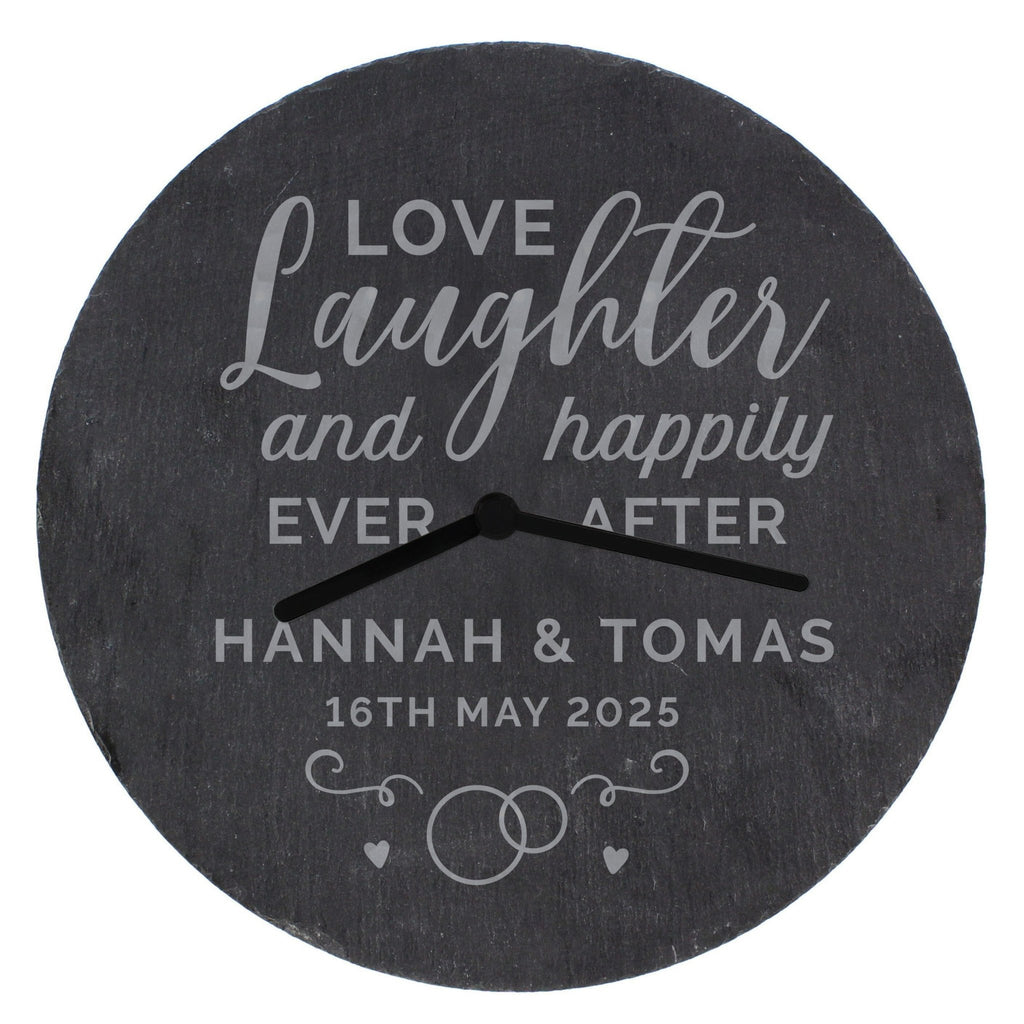 Personalised Love Laughter Slate Clock | Inspired Creative Gifts | UK Supplier