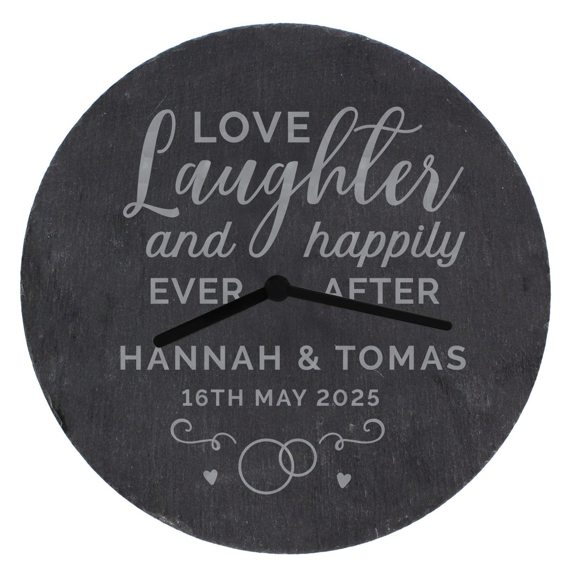 Personalised Love Laughter Slate Clock | Inspired Creative Gifts | UK Supplier