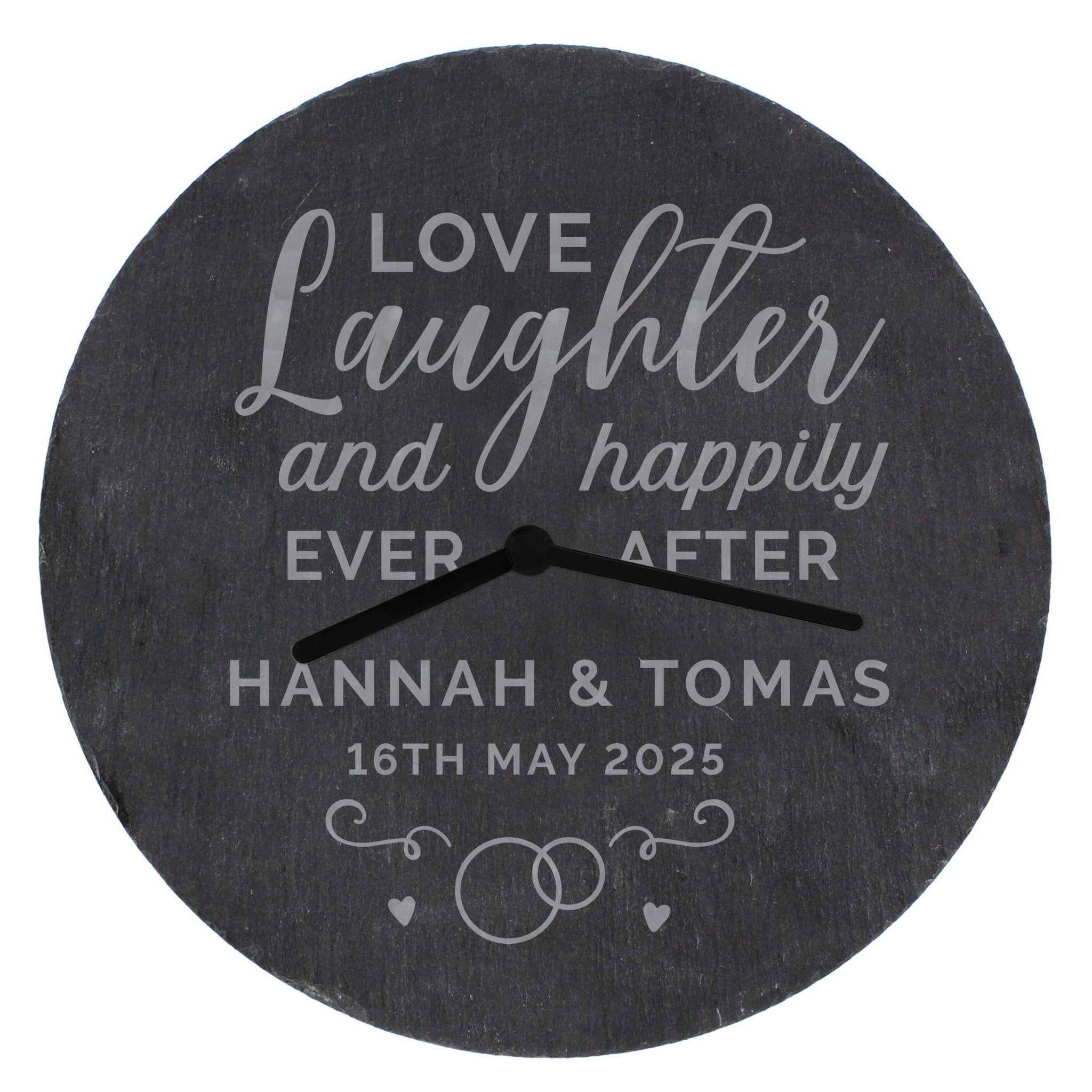 Personalised Love Laughter Slate Clock | Inspired Creative Gifts | UK Supplier