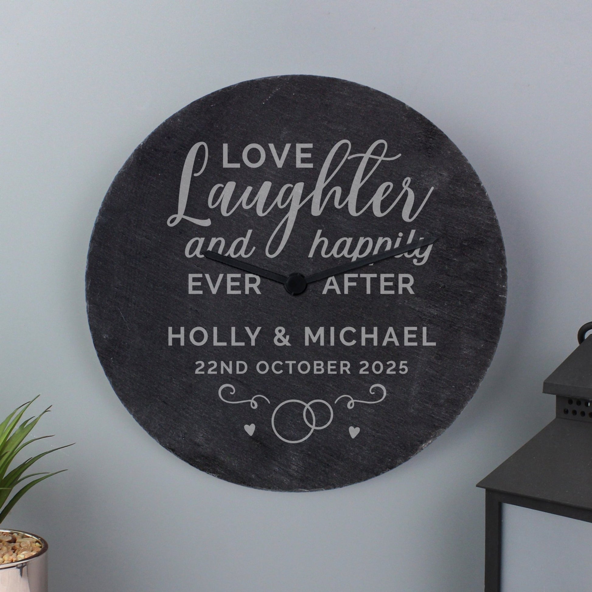 Personalised Love Laughter Slate Clock | Inspired Creative Gifts | UK Supplier