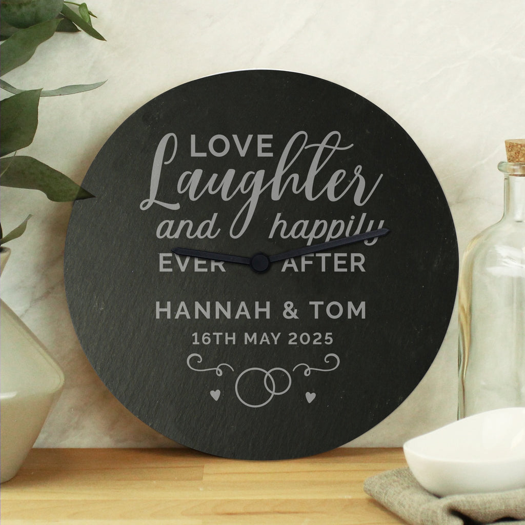 Personalised Love Laughter Slate Clock | Inspired Creative Gifts | UK Supplier