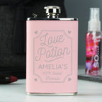 Personalised Love Potion Pink Hip Flask | Inspired Creative Gifts | UK Supplier