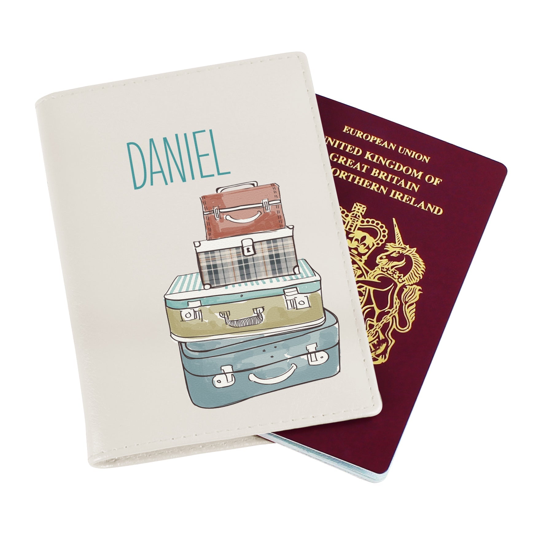 Personalised Male Essentials Cream Passport Holder | Inspired Creative Gifts | UK Supplier