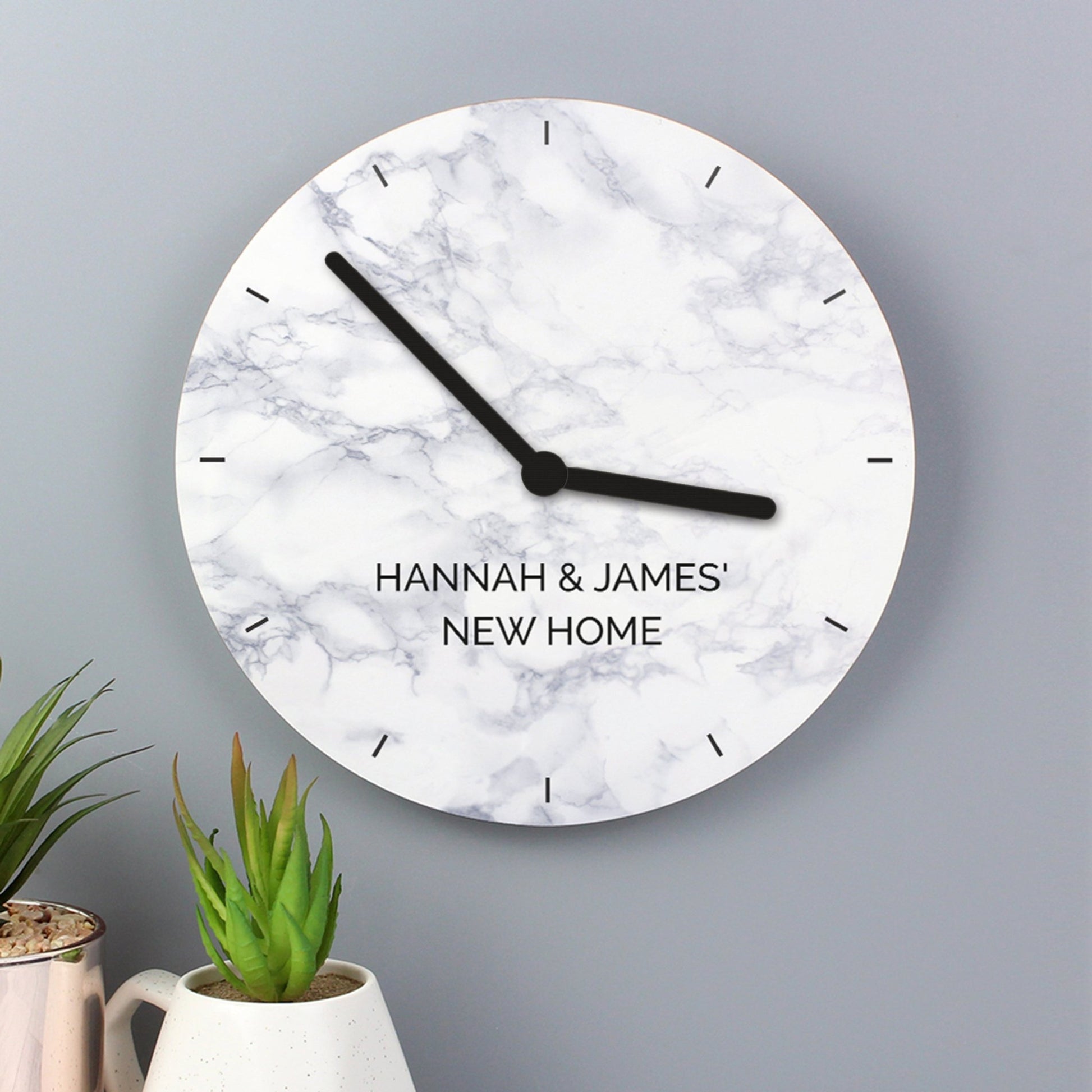 Personalised Marble Effect Wooden Clock | Inspired Creative Gifts | UK Supplier