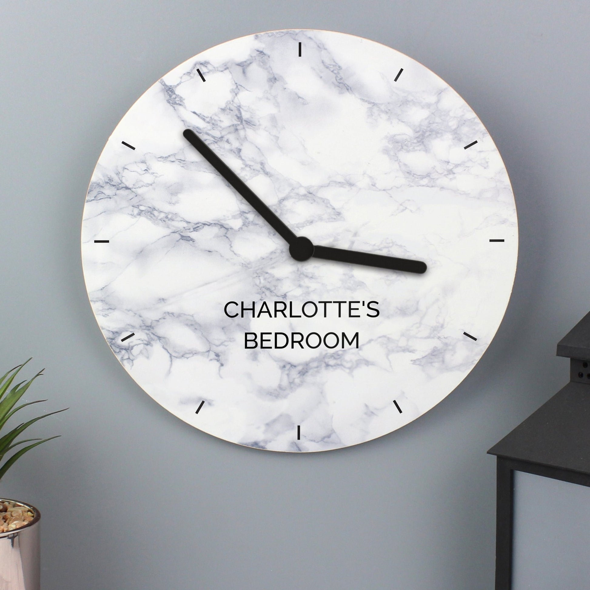 Personalised Marble Effect Wooden Clock | Inspired Creative Gifts | UK Supplier