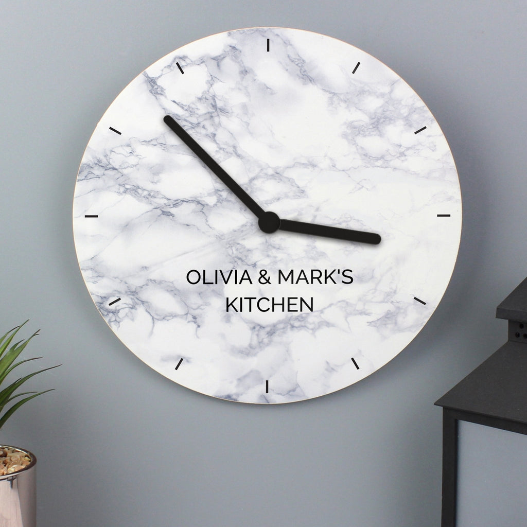 Personalised Marble Effect Wooden Clock | Inspired Creative Gifts | UK Supplier