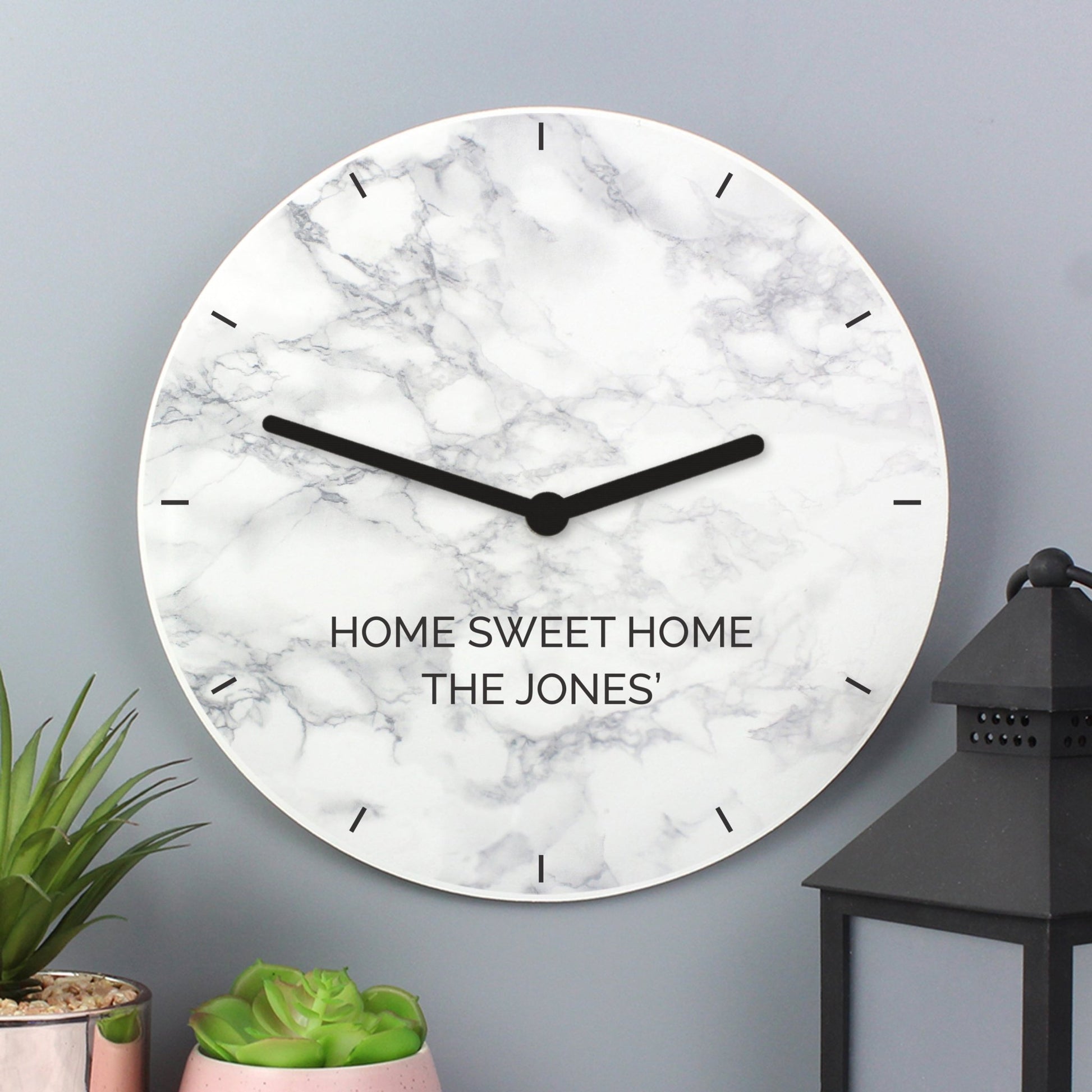 Personalised Marble Effect Wooden Clock | Inspired Creative Gifts | UK Supplier