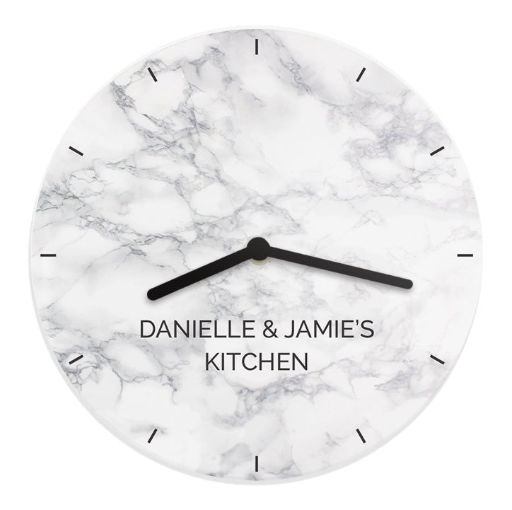 Personalised Marble Effect Wooden Clock | Inspired Creative Gifts | UK Supplier