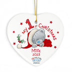 Personalised Me to You My 1st Christmas Ceramic Heart Decoration | Inspired Creative Gifts | UK Supplier