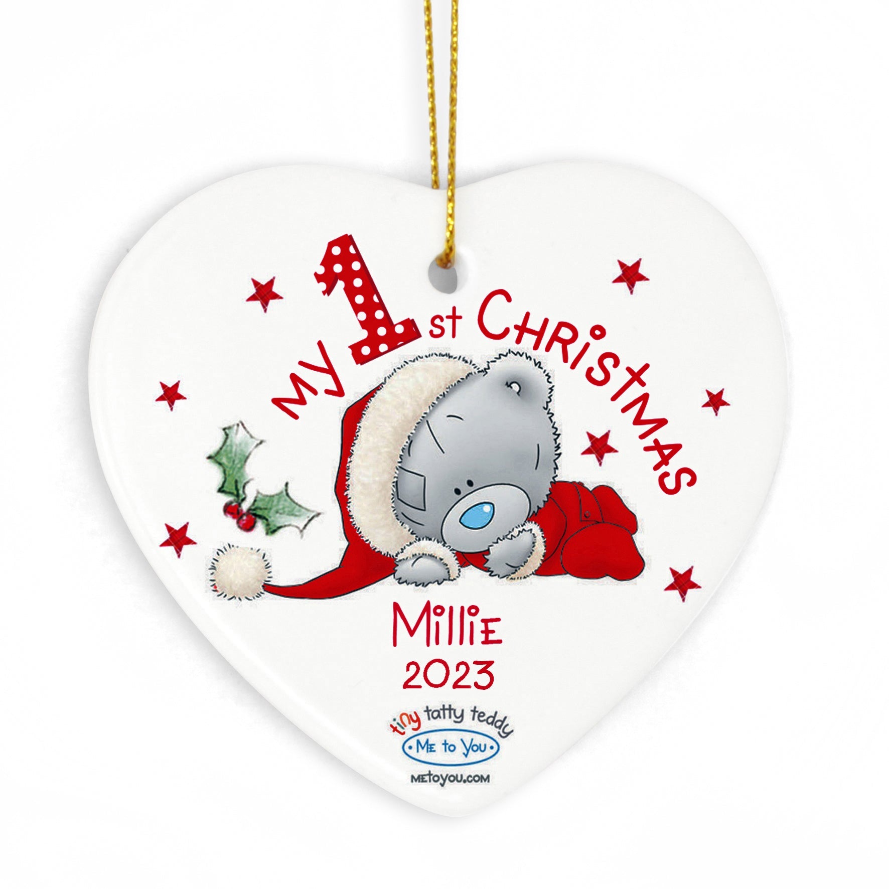 Personalised Me to You My 1st Christmas Ceramic Heart Decoration | Inspired Creative Gifts | UK Supplier