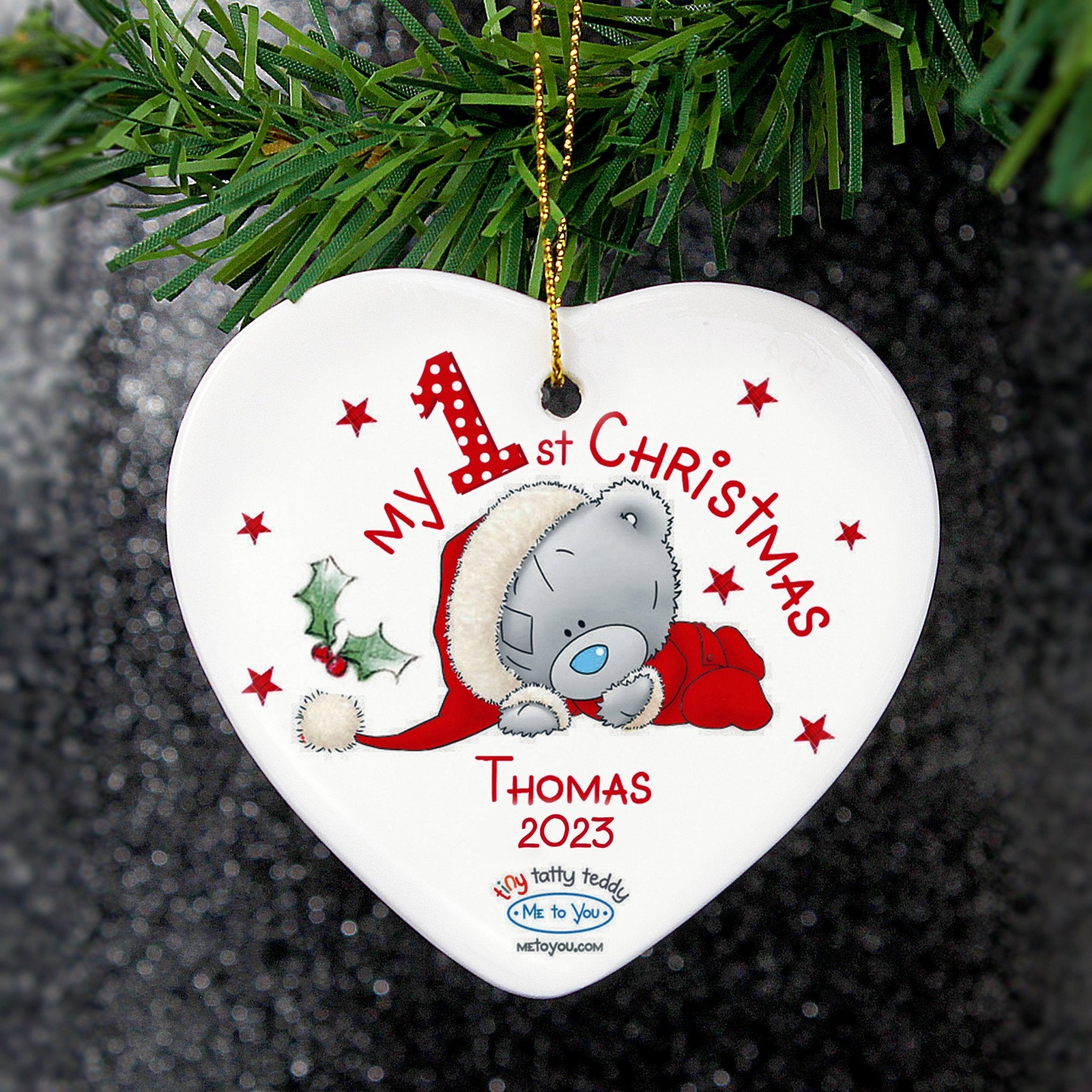 Personalised Me to You My 1st Christmas Ceramic Heart Decoration | Inspired Creative Gifts | UK Supplier