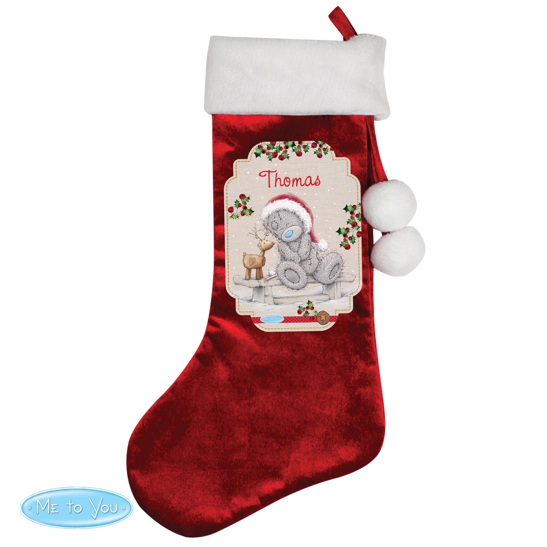 Personalised Me to You Reindeer Luxury Red Stocking | Inspired Creative Gifts | UK Supplier