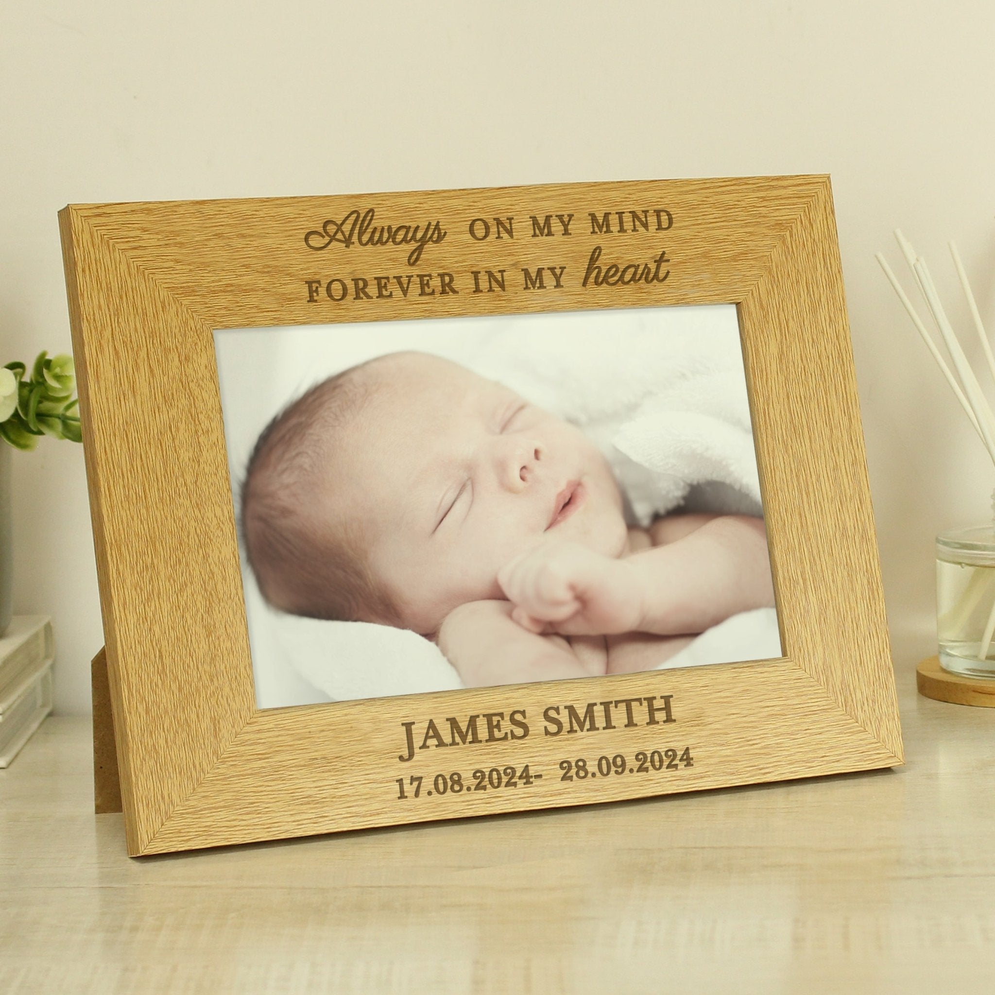 Personalised Memorial Always In My Heart 6x4 Wooden Photo Frame | Inspired Creative Gifts | UK Supplier