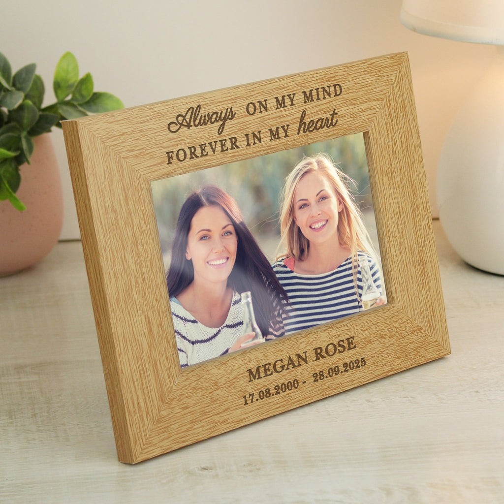 Personalised Memorial Always In My Heart 6x4 Wooden Photo Frame | Inspired Creative Gifts | UK Supplier