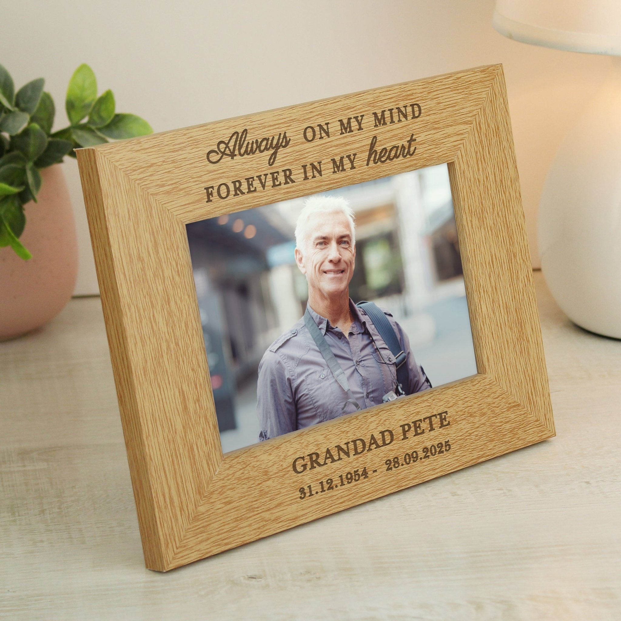 Personalised Memorial Always In My Heart 6x4 Wooden Photo Frame | Inspired Creative Gifts | UK Supplier