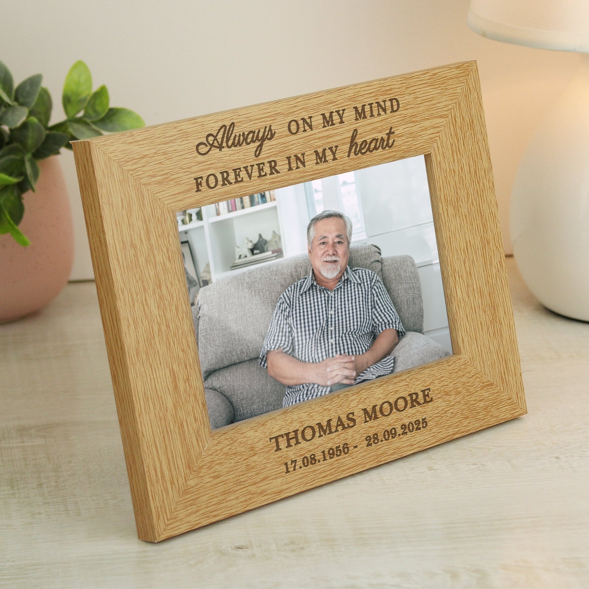 Personalised Memorial Always In My Heart 6x4 Wooden Photo Frame | Inspired Creative Gifts | UK Supplier