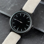 Personalised Mens Matte Black Watch with Grey Strap and Presentation Box | Inspired Creative Gifts | UK Supplier