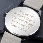 Personalised Mens Matte Black Watch with Grey Strap and Presentation Box | Inspired Creative Gifts | UK Supplier