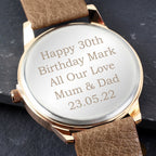 Personalised Mens Rose Gold Tone Watch with Brown Strap and Presentation Box | Inspired Creative Gifts | UK Supplier