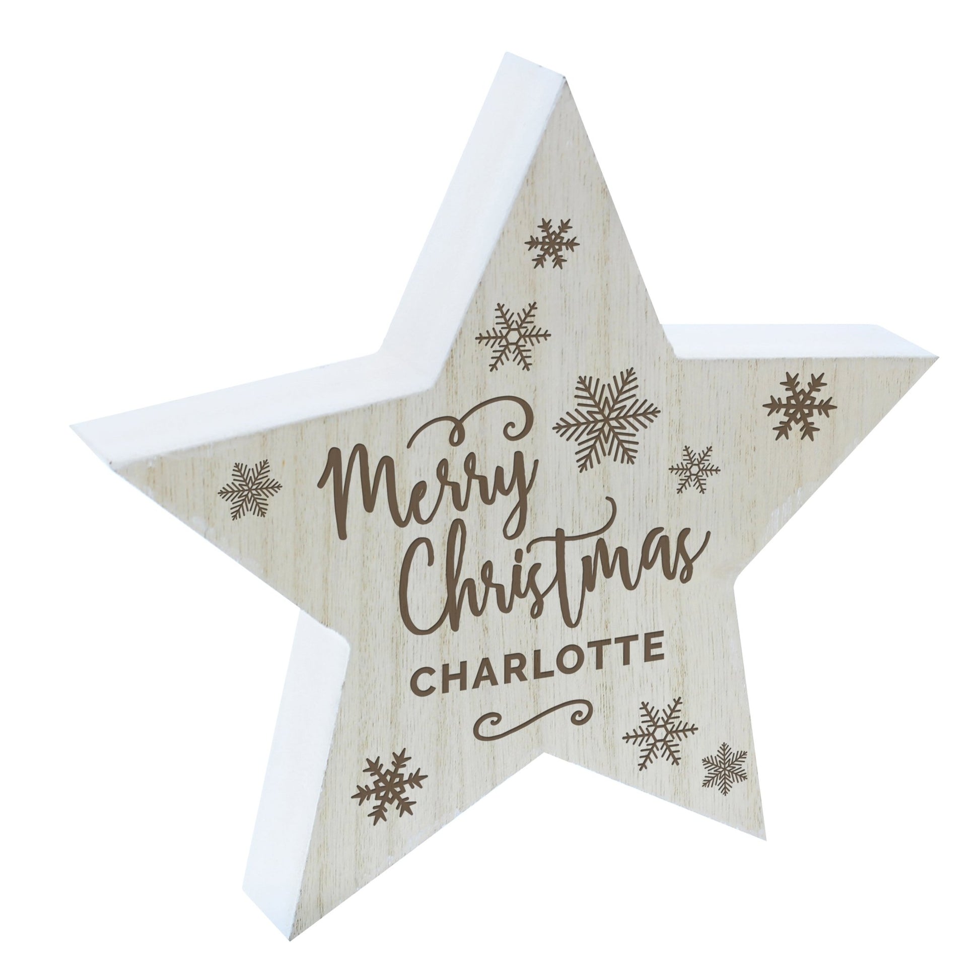 Personalised Merry Christmas Rustic Wooden Star Decoration | Inspired Creative Gifts | UK Supplier