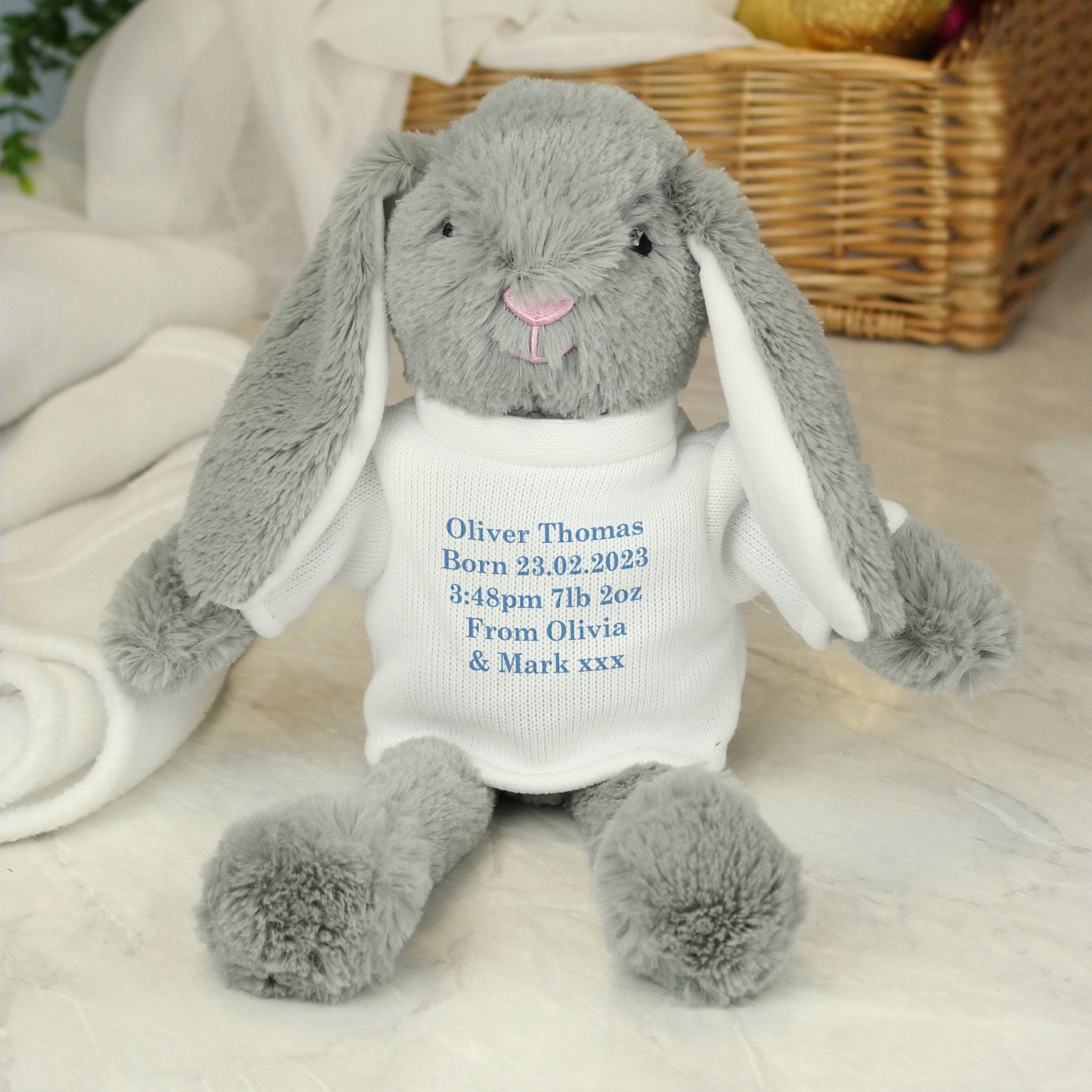 Personalised Message Bunny Rabbit - Blue | Inspired Creative Gifts | UK Supplier