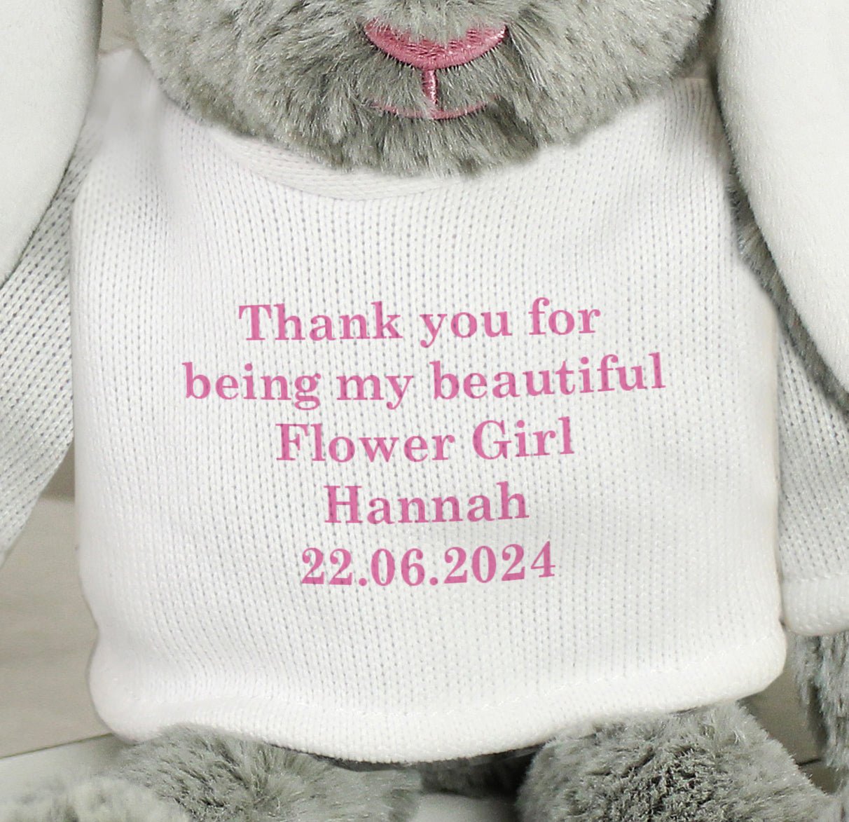 Personalised Message Bunny Rabbit In Jumper - Pink | Inspired Creative Gifts | UK Supplier