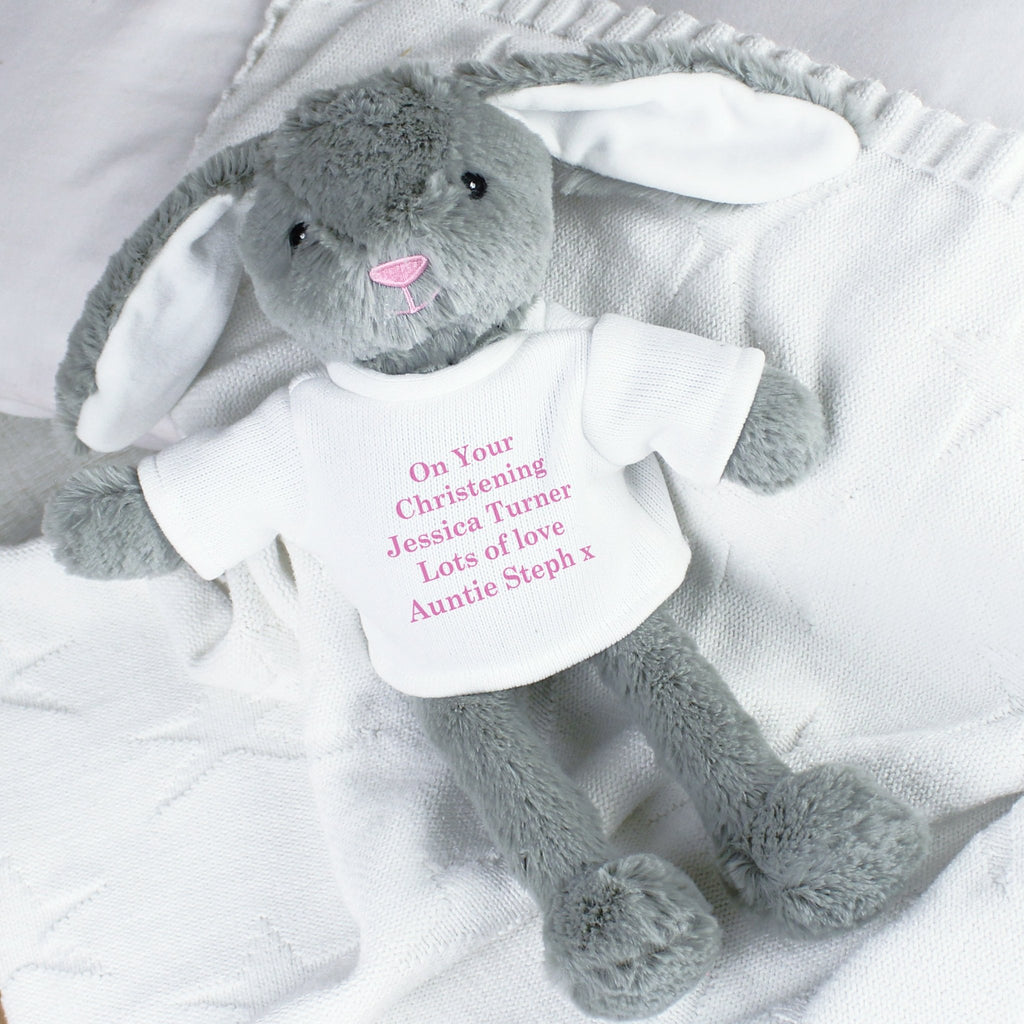Personalised Message Bunny Rabbit In Jumper - Pink | Inspired Creative Gifts | UK Supplier