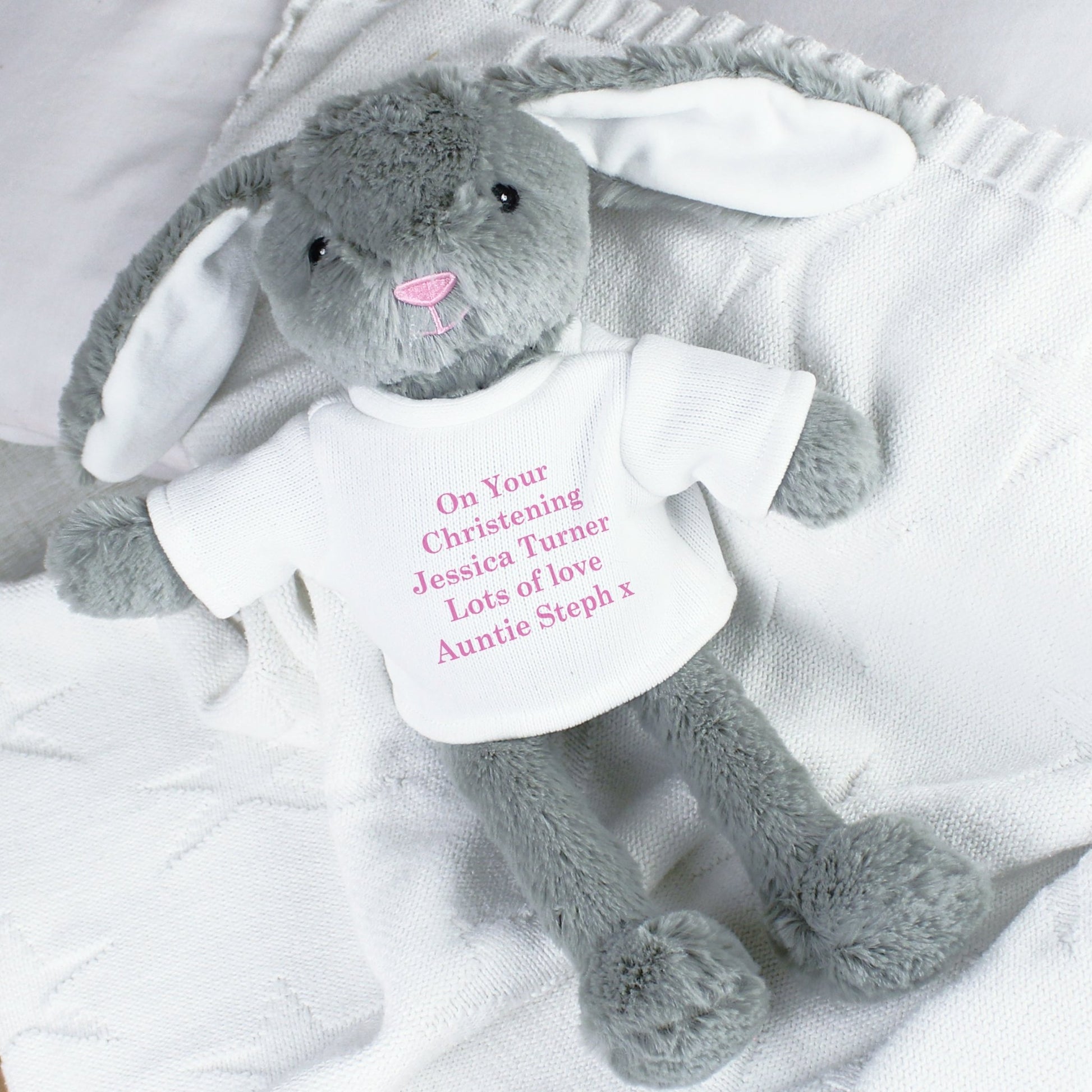 Personalised Message Bunny Rabbit In Jumper - Pink | Inspired Creative Gifts