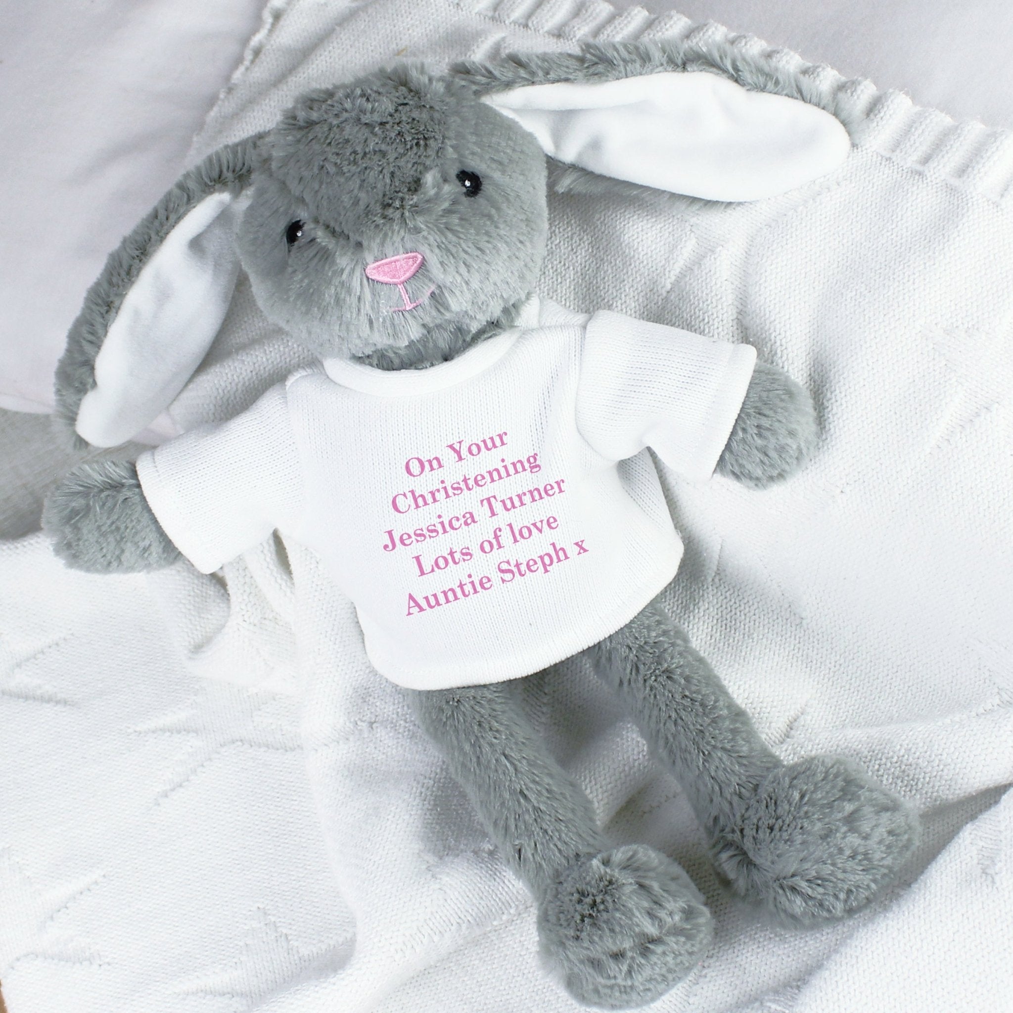 Personalised Message Bunny Rabbit In Jumper - Pink | Inspired Creative Gifts | UK Supplier