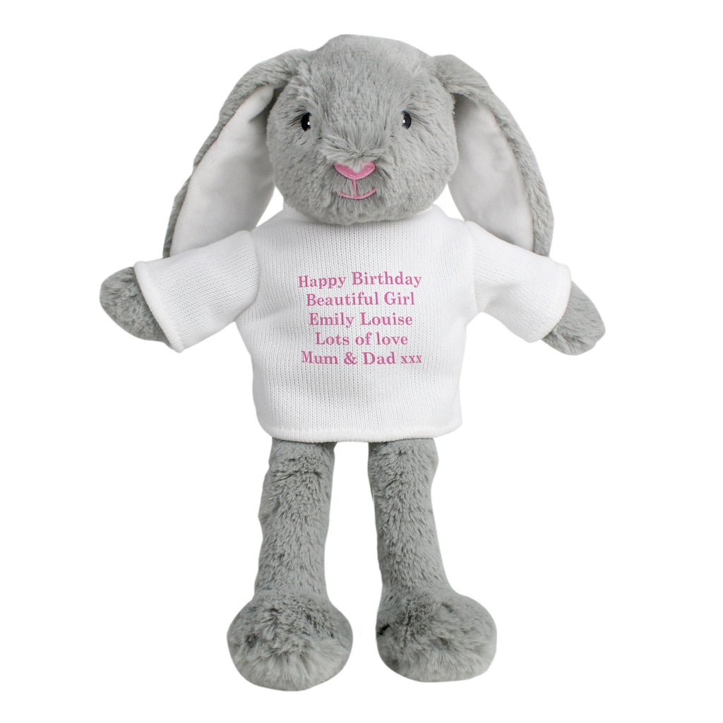 Personalised Message Bunny Rabbit In Jumper - Pink | Inspired Creative Gifts | UK Supplier