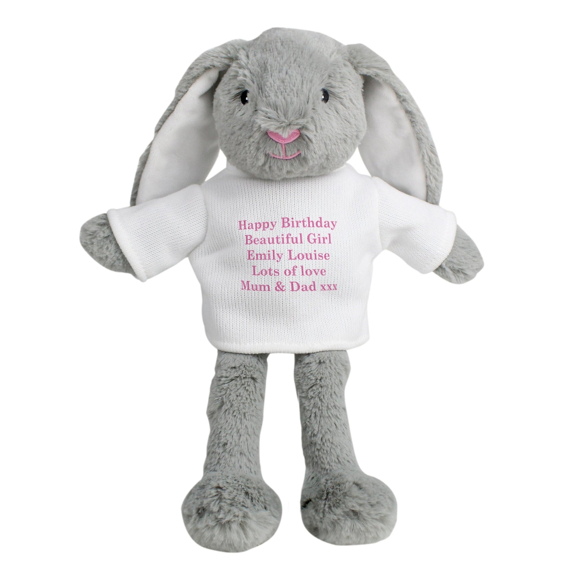 Personalised Message Bunny Rabbit In Jumper - Pink | Inspired Creative Gifts
