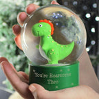 Personalised Message Dinosaur Glitter Snow Globe | Inspired Creative Gifts | UK Supplier
