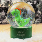 Personalised Message Dinosaur Glitter Snow Globe | Inspired Creative Gifts | UK Supplier
