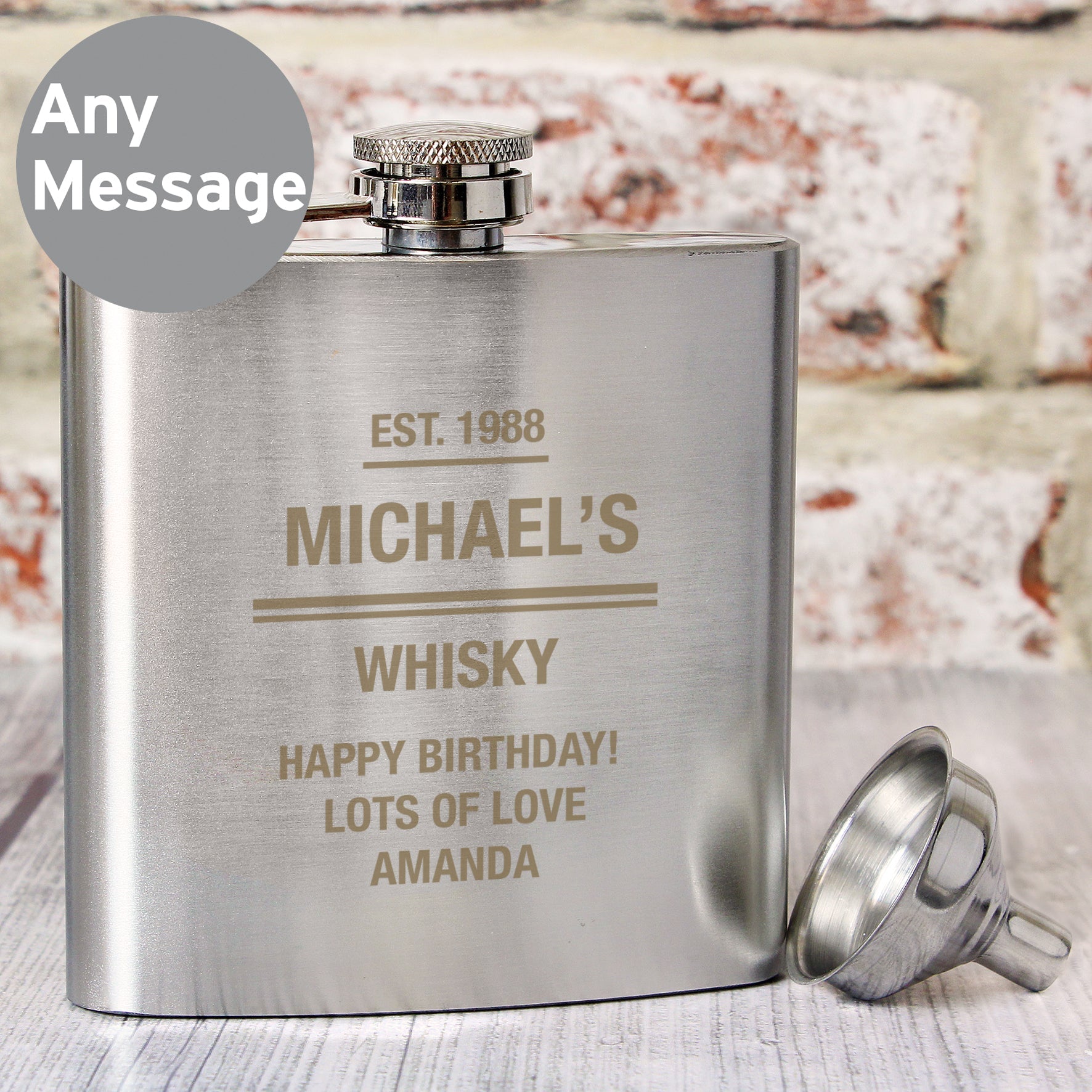 Personalised Message Stainless Steel Hip Flask | Inspired Creative Gifts | UK Supplier