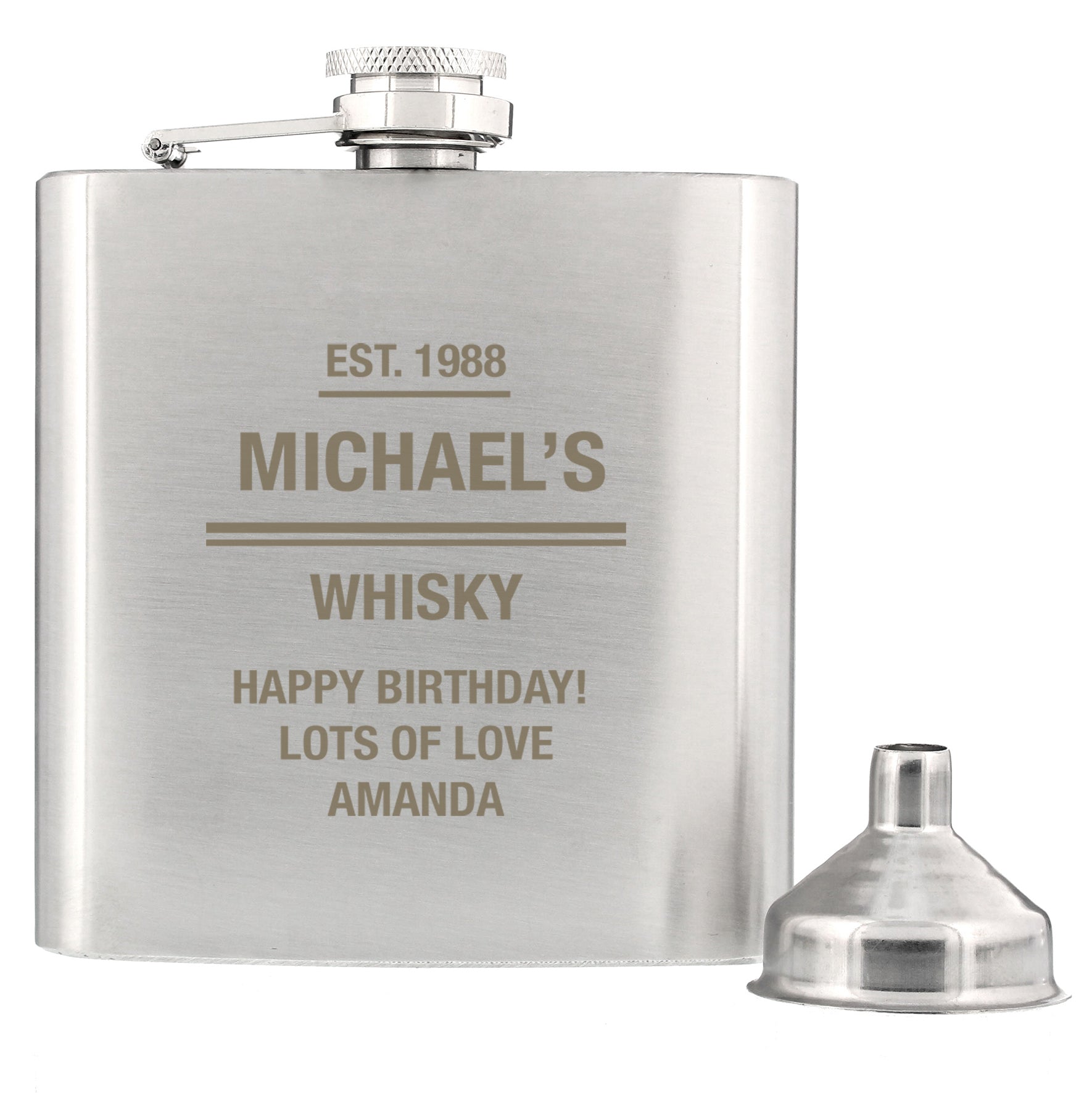 Personalised Message Stainless Steel Hip Flask | Inspired Creative Gifts | UK Supplier