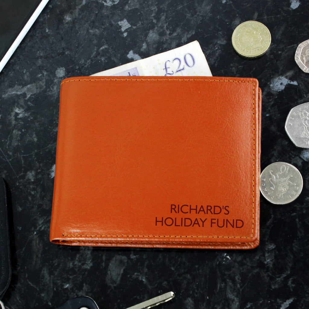 Personalised Message Tan Leather Wallet | Inspired Creative Gifts | UK Supplier