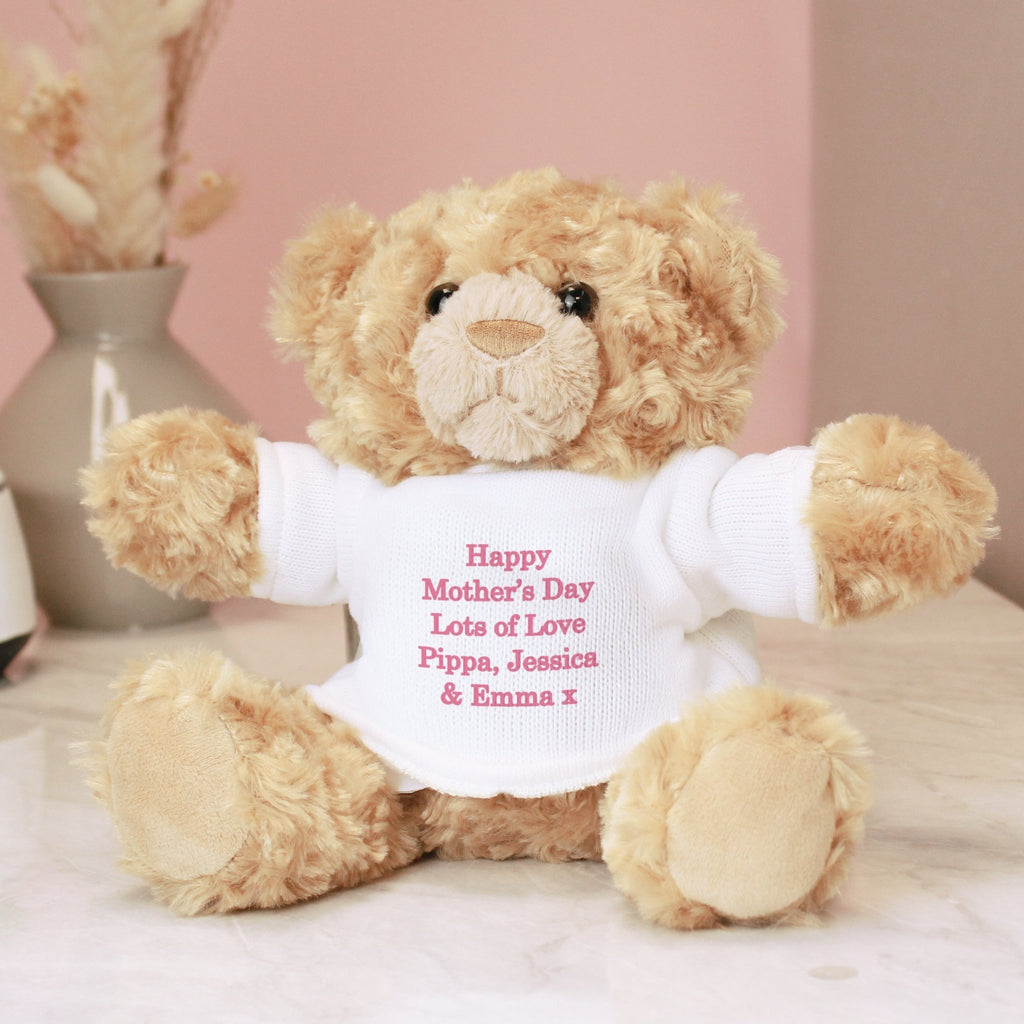 Personalised Message Teddy Bear - Pink | Inspired Creative Gifts | UK Supplier