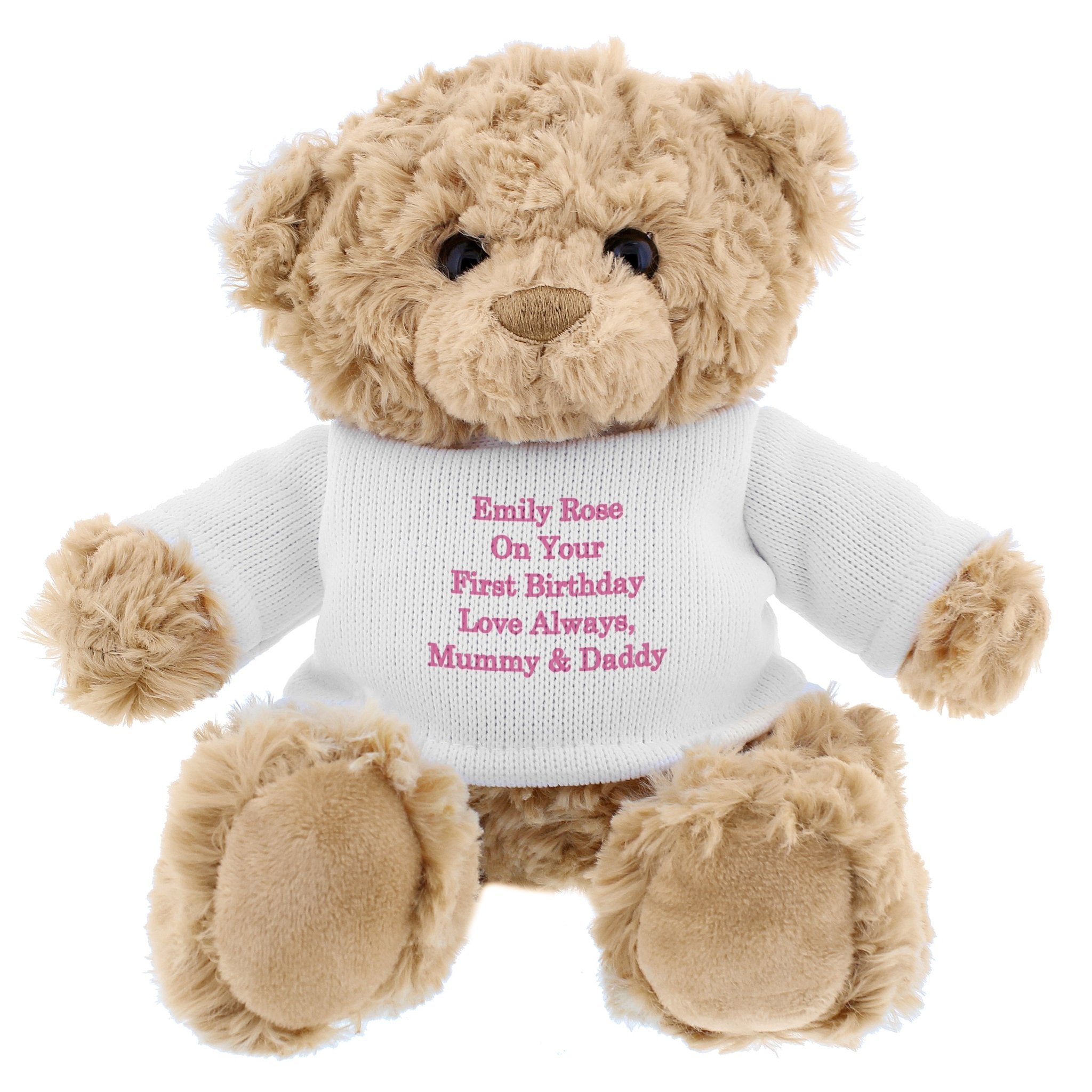Personalised Message Teddy Bear - Pink | Inspired Creative Gifts | UK Supplier