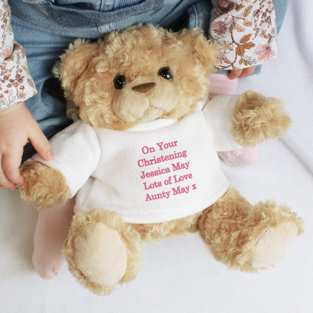Personalised Message Teddy Bear - Pink | Inspired Creative Gifts | UK Supplier